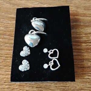 sterling silver heart stud earrings